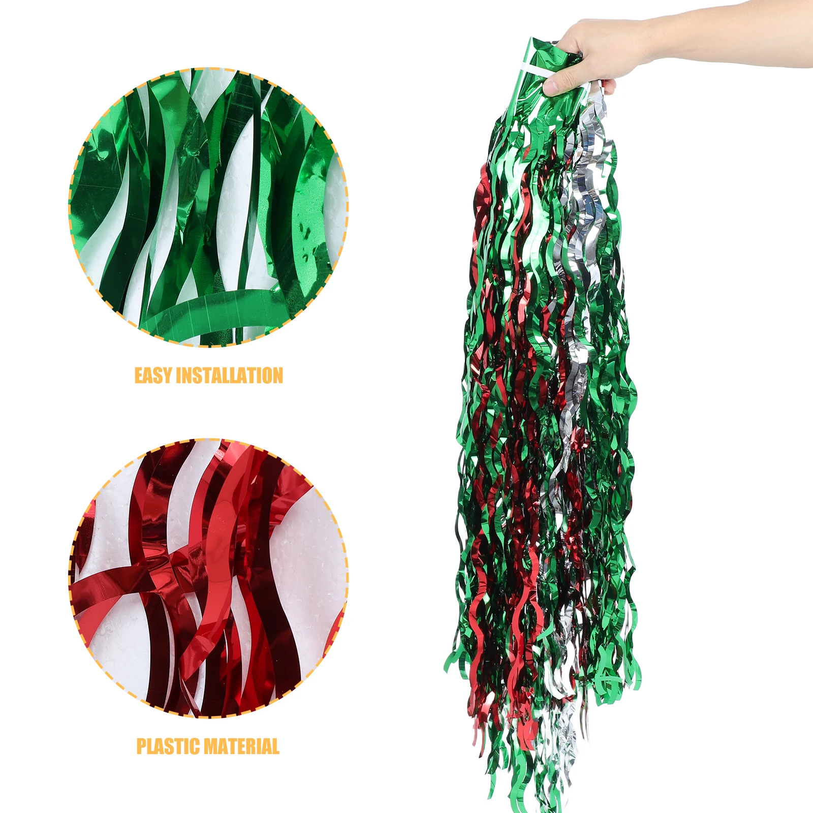 

Colorful Scimitar Skirt Plastic Fringe Backdrop Wedding Birthday Party Christmas Decorations Easy Install Disposable Foil