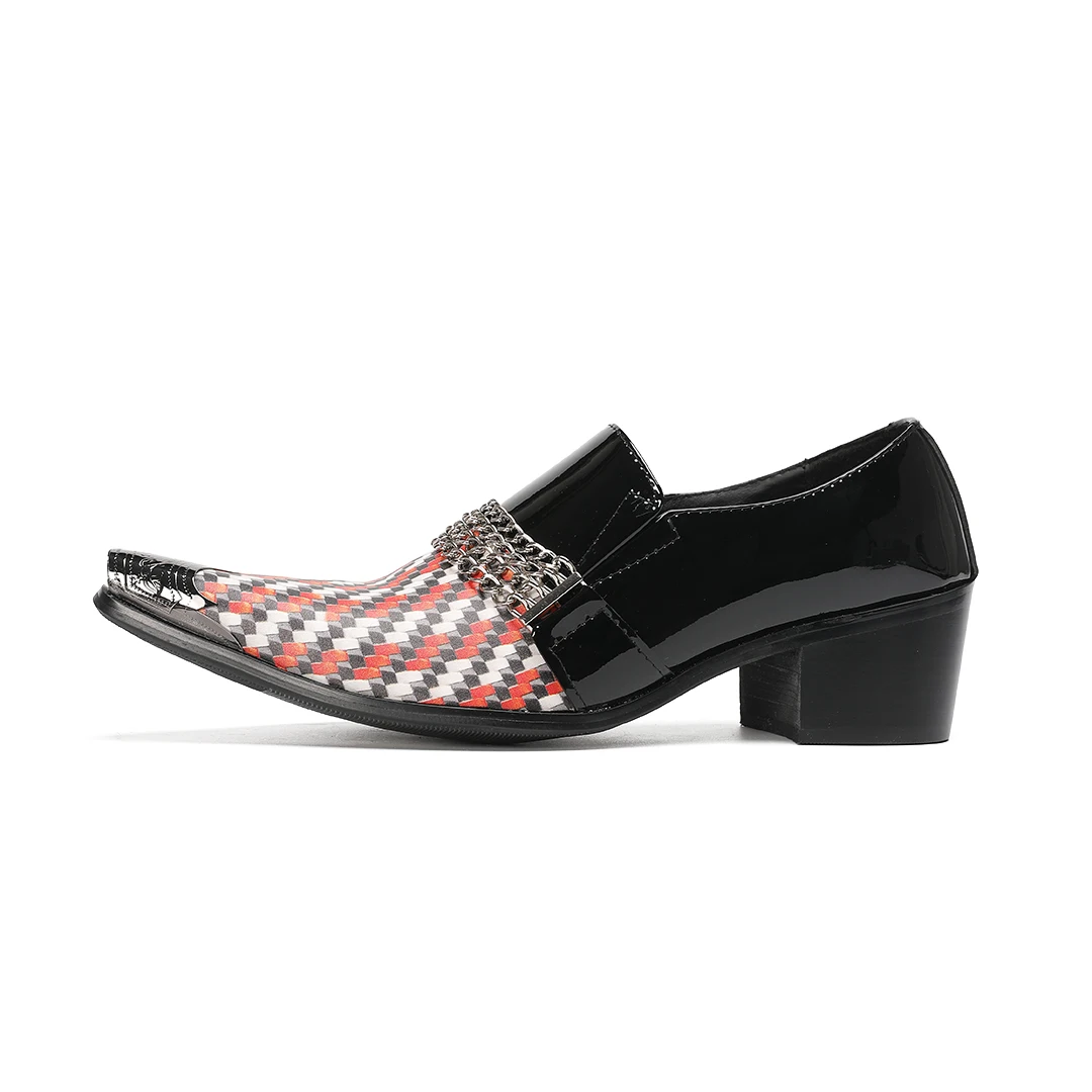 Genuine Cow Leather Shoes For Man High Heels Snake Skin Print Dress Men' Shoes Menswear Iron Pointed Toe Zapatos Hombre Size 47