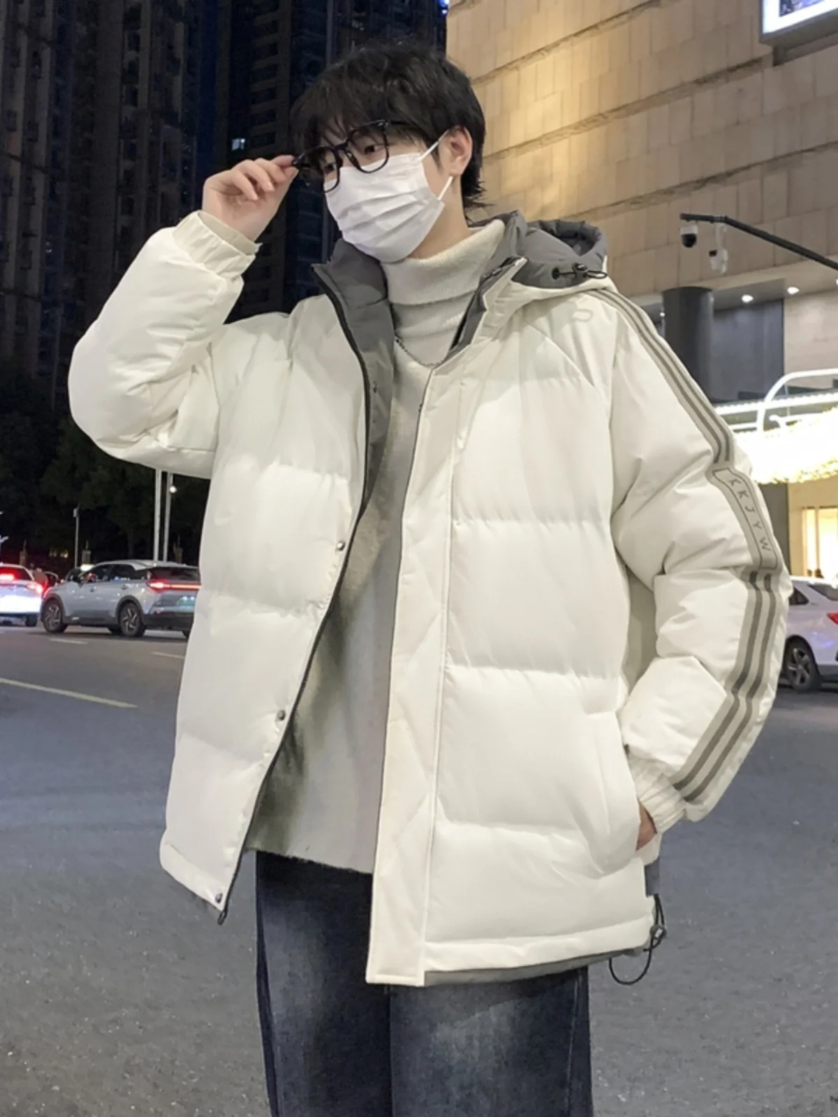 

Зимняя утепленная хлопковая куртка с капюшоном для мужчин, свободная повседневная теплая куртка, парная утепленная одежда, модная городская стильная модель с длинными рукавами