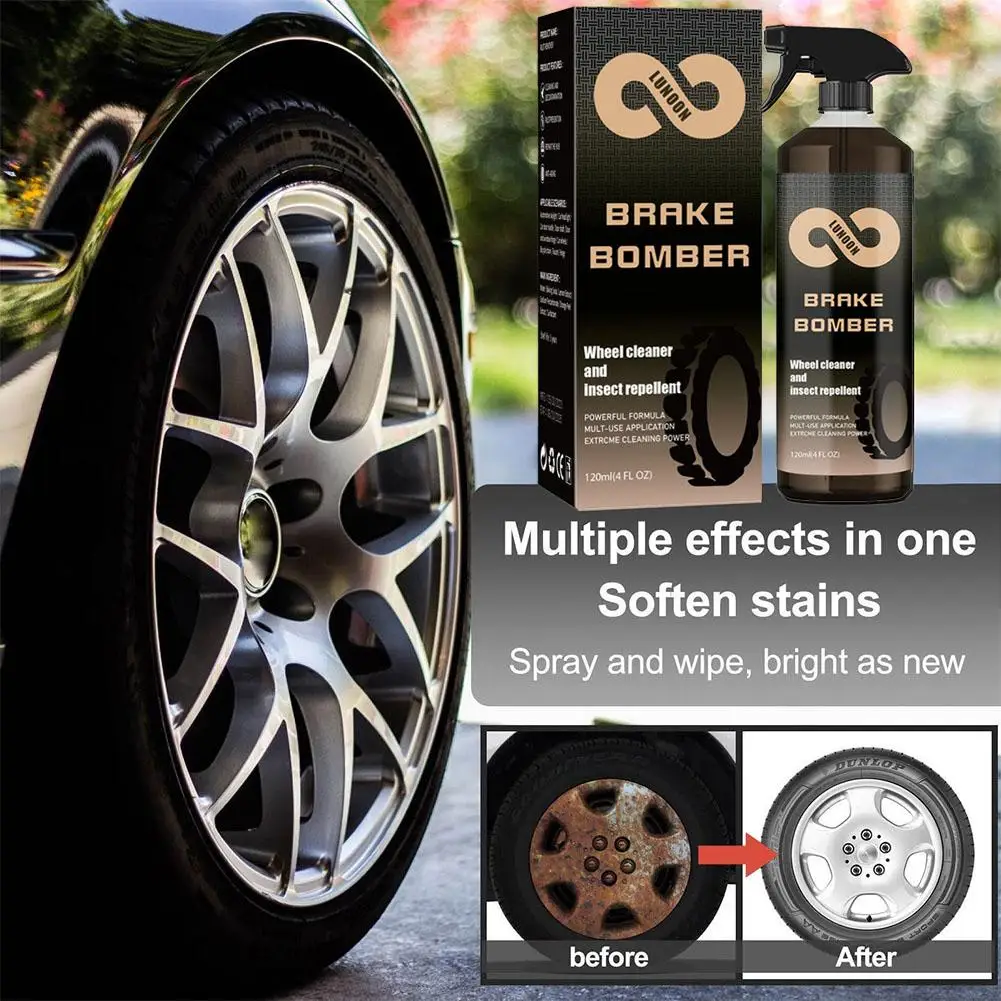 Wheel Cleaner 120ml Strong Non Acid Truck And Car Wheel Cleaning Spray And Insecticide Safe For Alloy And Painted Wheels I1B1