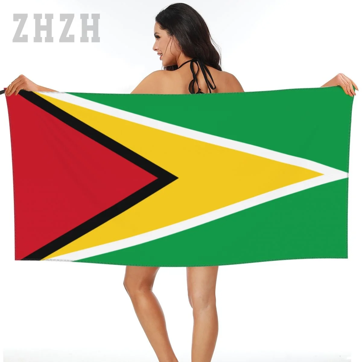 More Design Guyana Flag Emblem Bath Towel Quick dry Microfiber Absorbing Soft Water Breathable Beach Swimming Bathroom