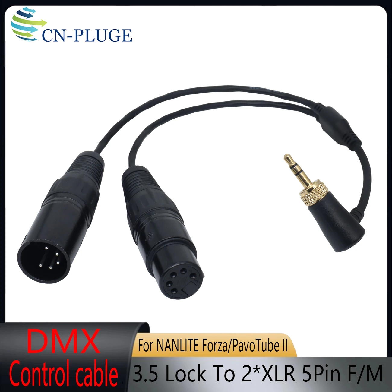 

3.5mm Locking to 5Pin XLR Male/Female DMX Control Cable for Nanlux LED Lights Forza 60 II/60B II/60C/150/150B/PavoTubeII 15C/30C