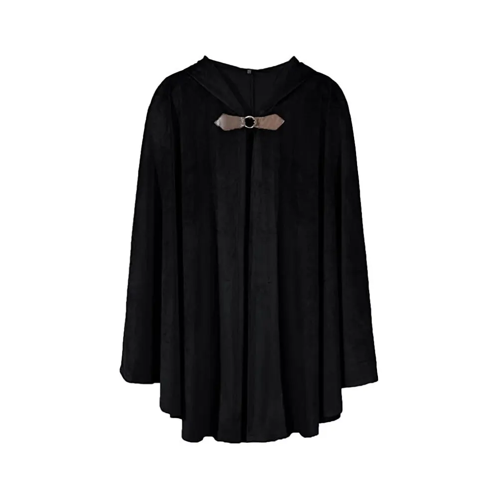 Men's Velvet Cloak with Hood, Renaissance Medieval Hooded Cloak for Women, Halloween Hood Cape with Metal Loop Clasp