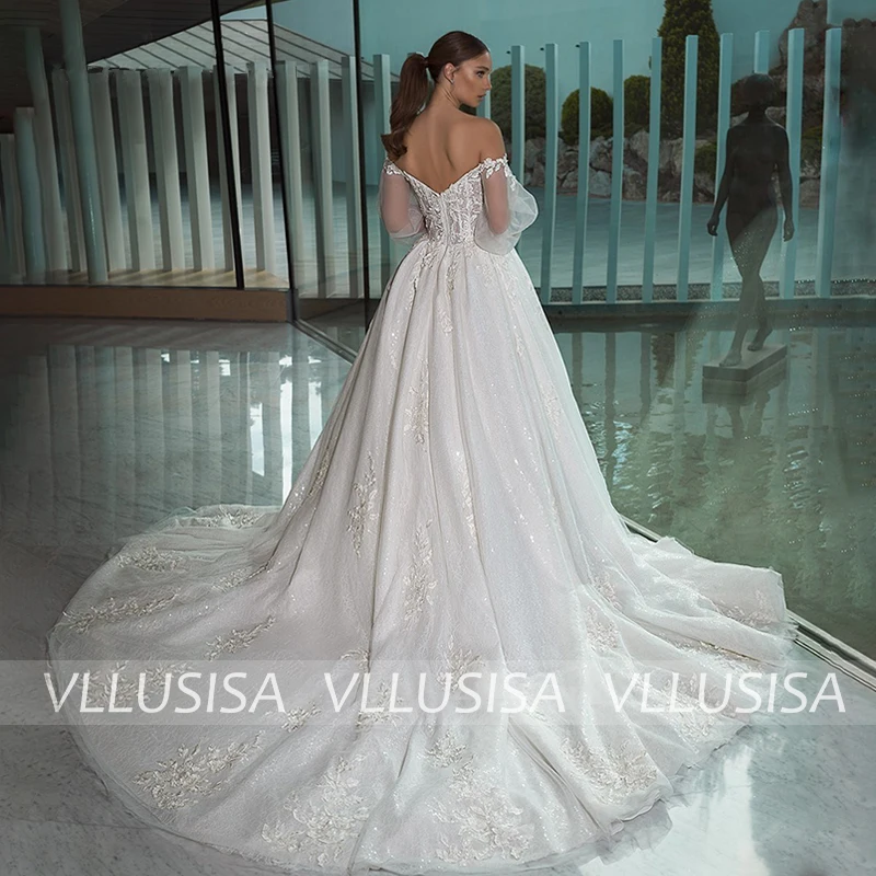 VLLUSISA Gorgeous Lace ชุดราตรีงานแต่งชุด Backless พัฟเจ้าหญิงชุดเจ้าสาว