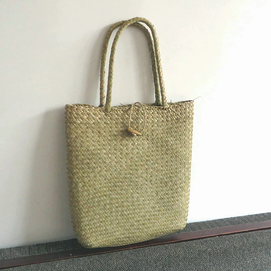 Borsa tessuta estiva per donna borsa in tessuto di paglia francese retrò borsa Versatile in Rattan di grande capacità borsa da spiaggia per le