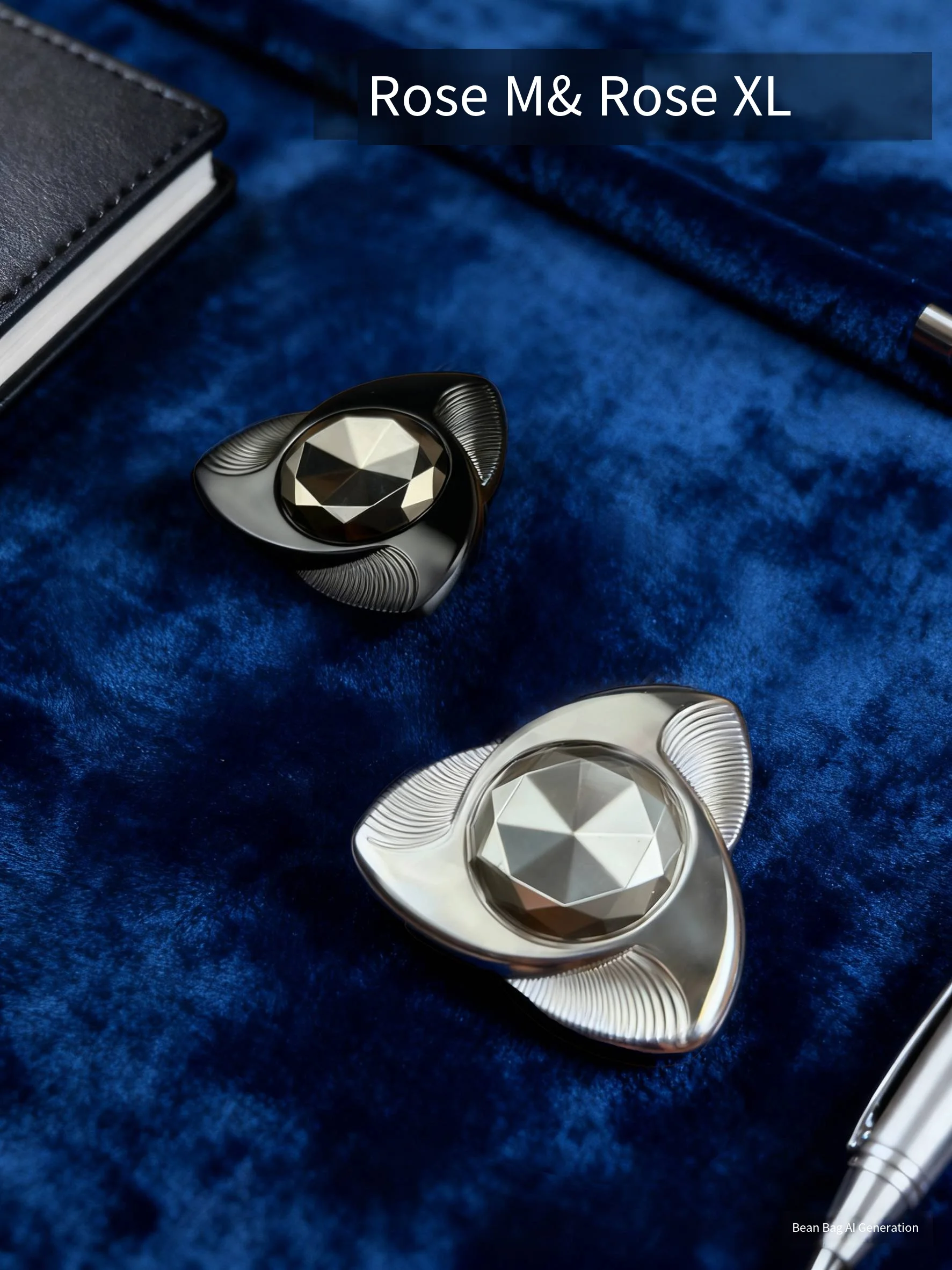 Foye EDC simple three-page fidget Spinner Rose M&XL Hand feel attack Speed type stainless steel CD texture stress-relieving toy