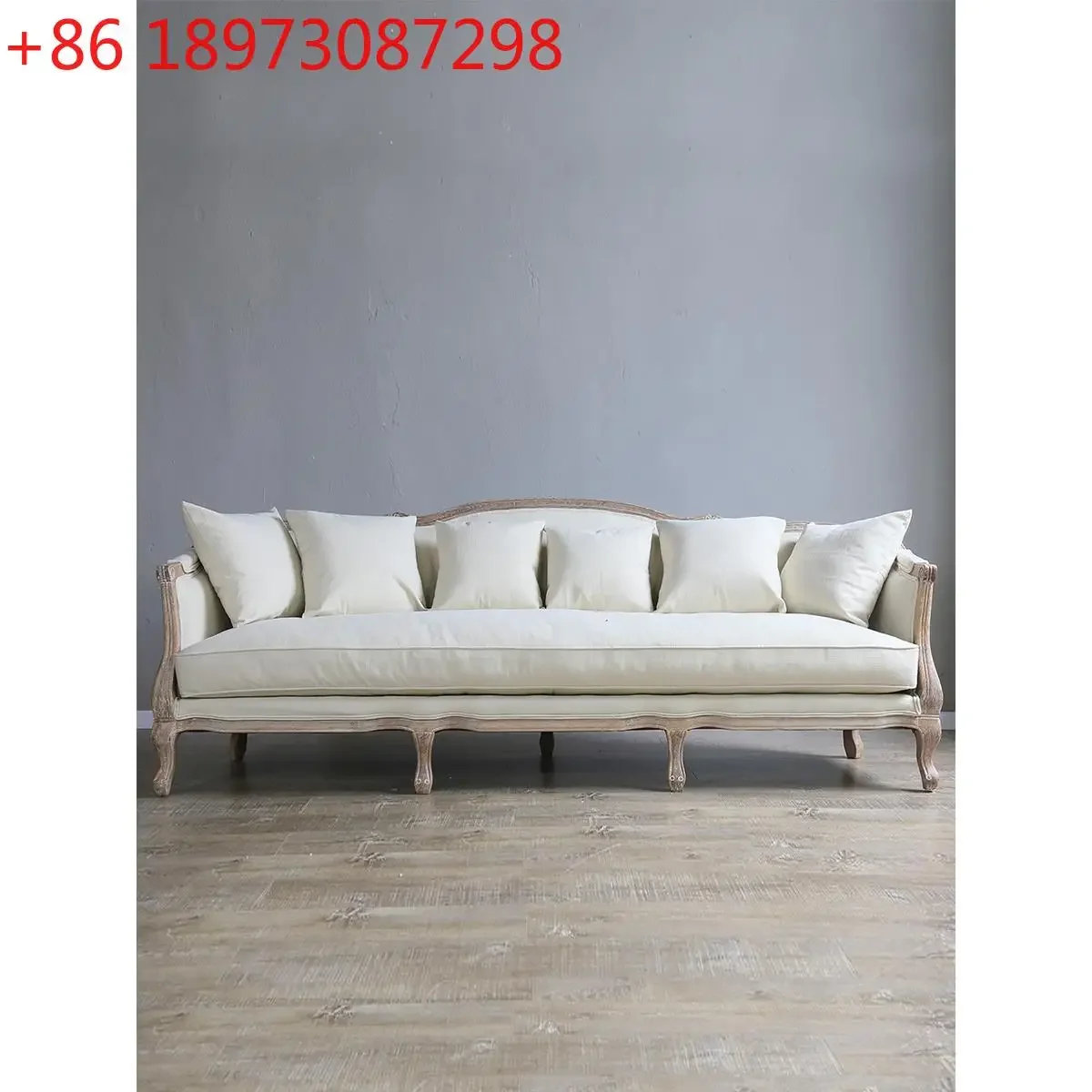 

Французский ретро-диван из массива дерева с тканевой обивкой для небольшой квартиры, комбинация для гостиной 123, в стиле американского лог-хауса