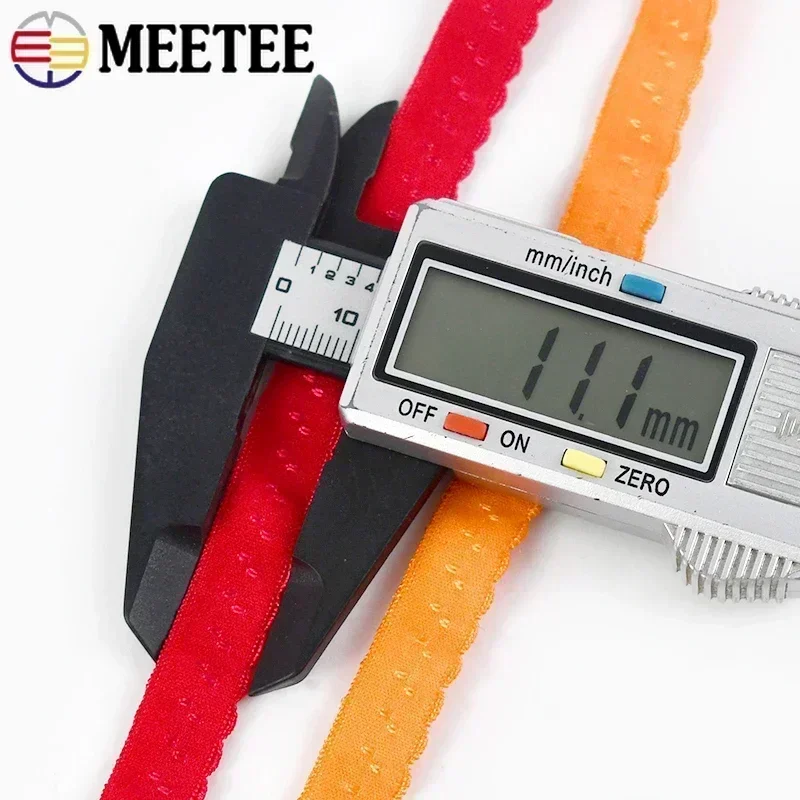 50/100M Meetee 10mm Nylon Elastic Band Lace Trim for Underwear Bra Shoulder Strap Belt Tape DIY Craft Sewing Material Accessory