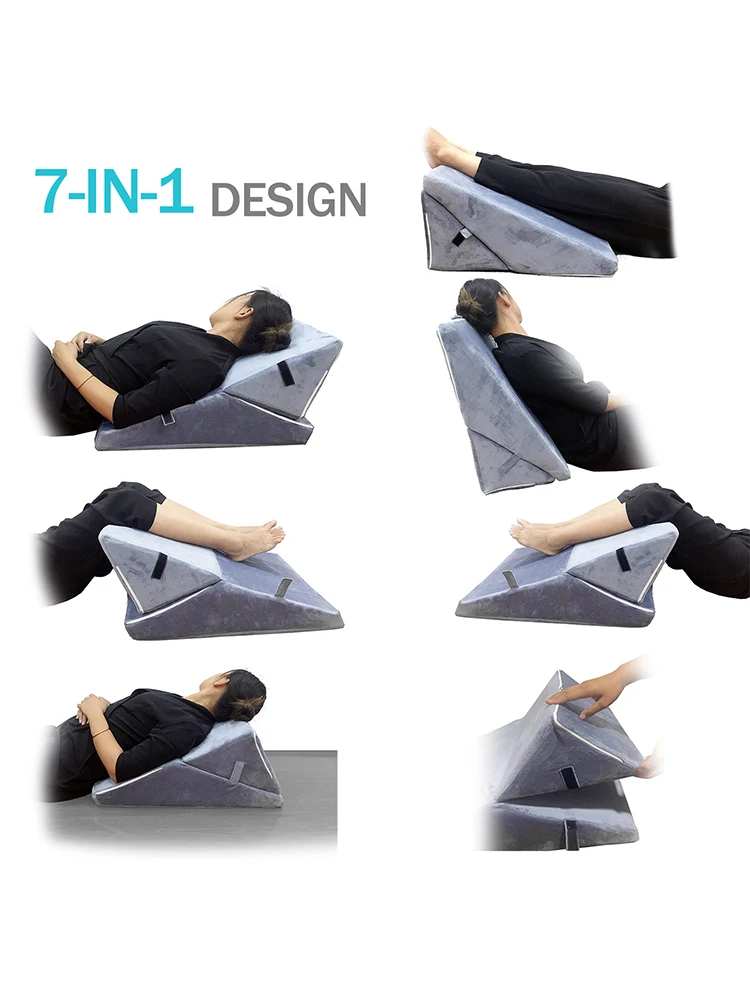 Wedge Pillow for Sleeping | 30 Degree/60 Degree Pillow | Foldable Memory Foam Incline Cushion with W