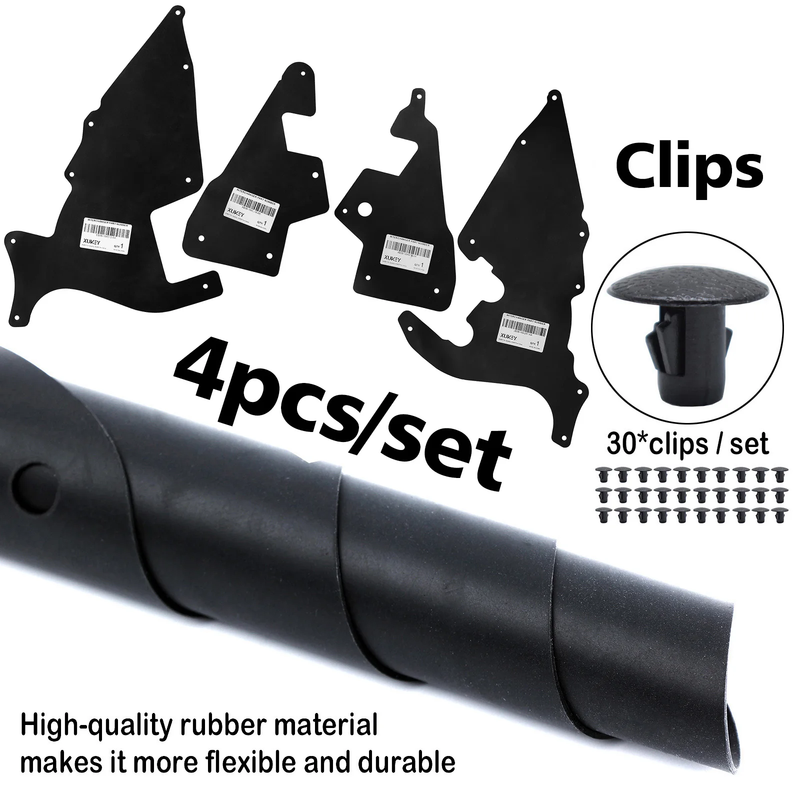 4x Splash Shields with Clips for Ford Ranger P375 T6 Everest Fender Liners Apron Skirts Guards Seals AB3916A573AA AB3916A574AA