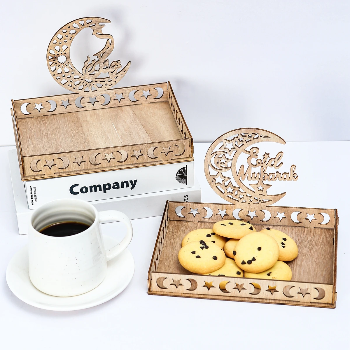 Wooden Eid Mubarak Food Tray Ramadan Decoration for Home 2025 Ramadan Kareem Islamic Muslim Party Decor Eid Aid Al Adha Gifts