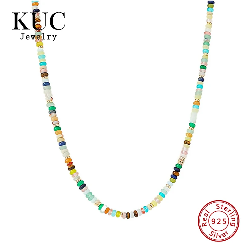 retro-style-versatile-925-sterling-silver-new-style-natural-colored-stone-beaded-collar-chain