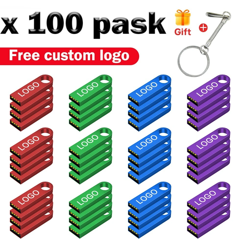 

100PCS Metal Pen Drive 128GB 64GB 32GB 16GB USB Flash Drive 8GB 4GB U Disk 2GB 1GB 128M 256M 512M Key Usb Stick Free Custom Logo