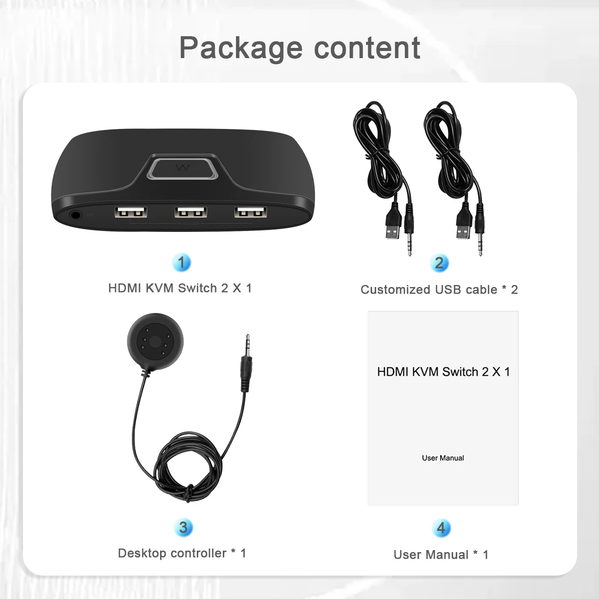 Conmutador KVM HDMI con extensor 2 piezas Share 1 Monitor 3 USB para ratón/teclado/impresora/disco U, compatible con Windows, Mac, PS4
