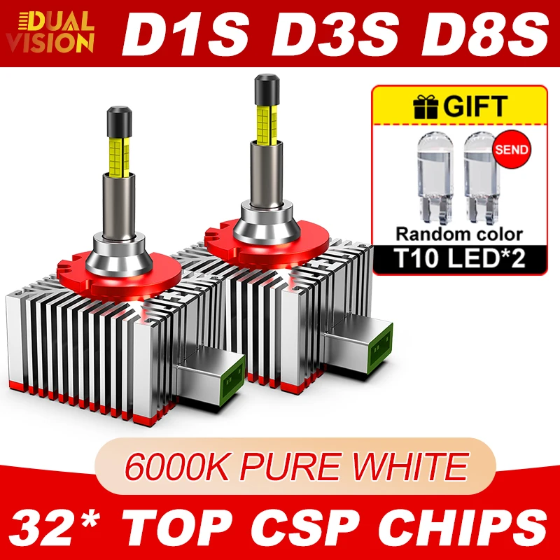 

Dualvision 3D 360 D3S D1S LED Headlight Canbus 1:1 HID D1R D3R D8S CSP Xenon 12V 6000K Auto Lamp PlugPlay Turbo LED Bulb For Car