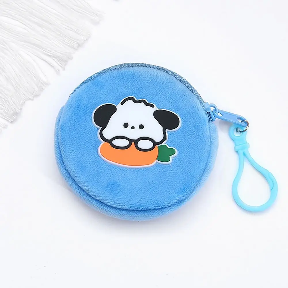 Soft Money Coin Purse with Hook Round Earphone Bag Cartoon Patched Coin Bag Girls
