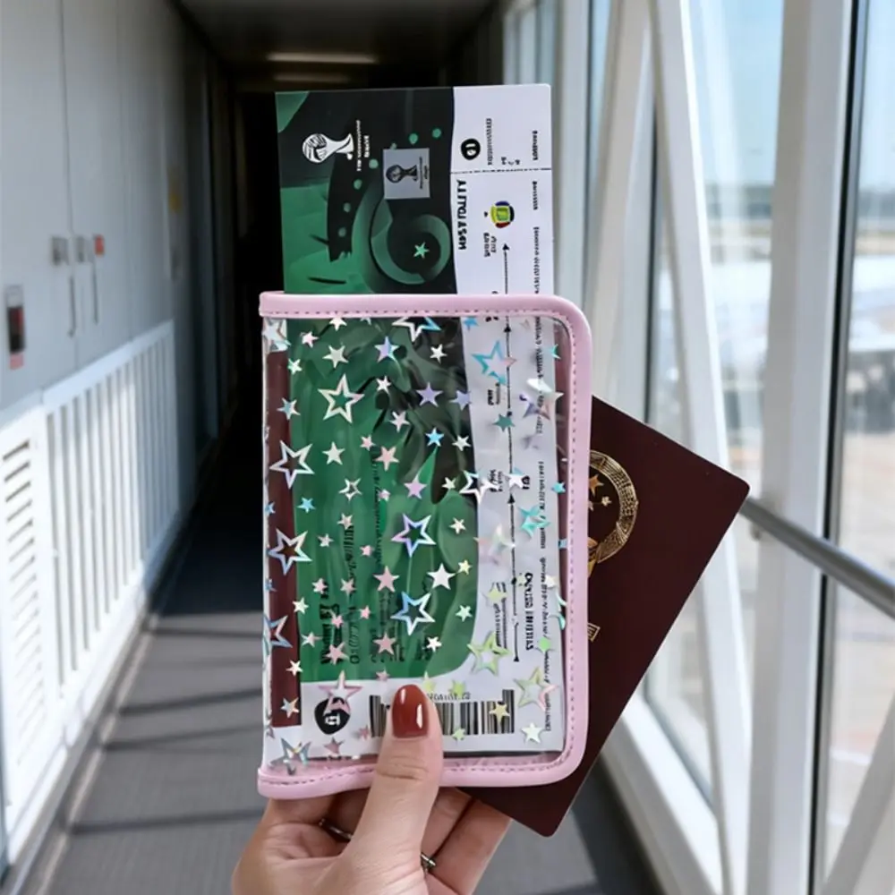 Creative Card Holder Passport Bag Sparkling Star Ultra-thin Passport Holder Passport Cover Ticket Holder Travel Wallet Women