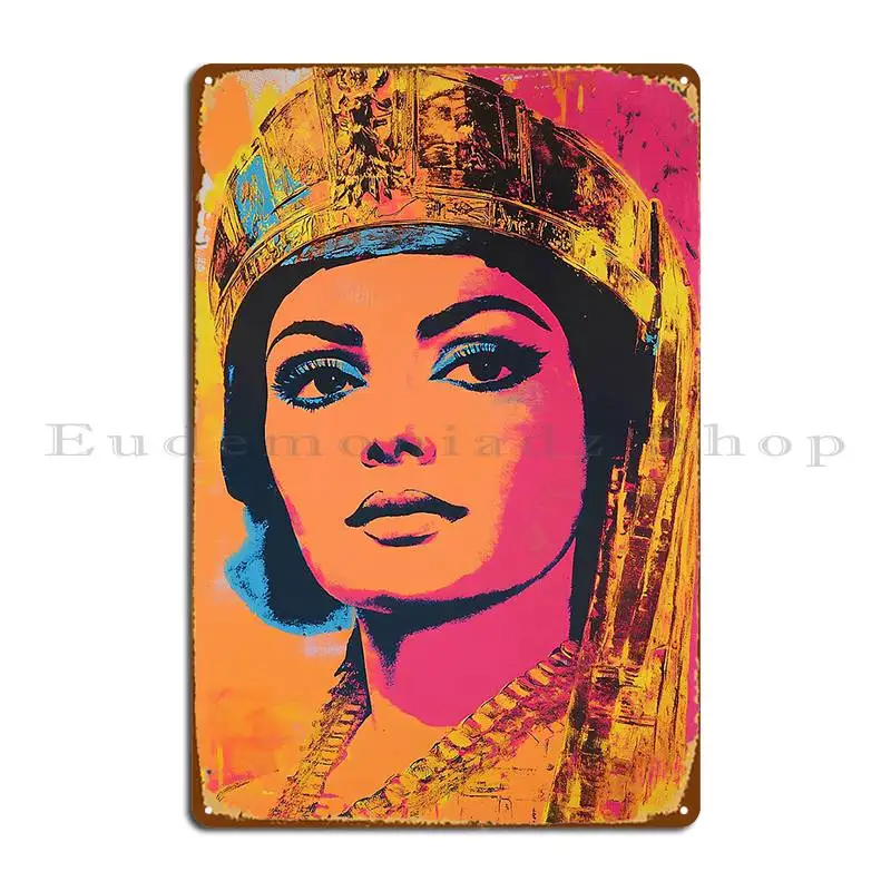 Cleopatra Beautiful Warhol Style Screenprint Pastel Color Metal Sign Wall Plaque Custom Decoration Designer Tin Sign Poster