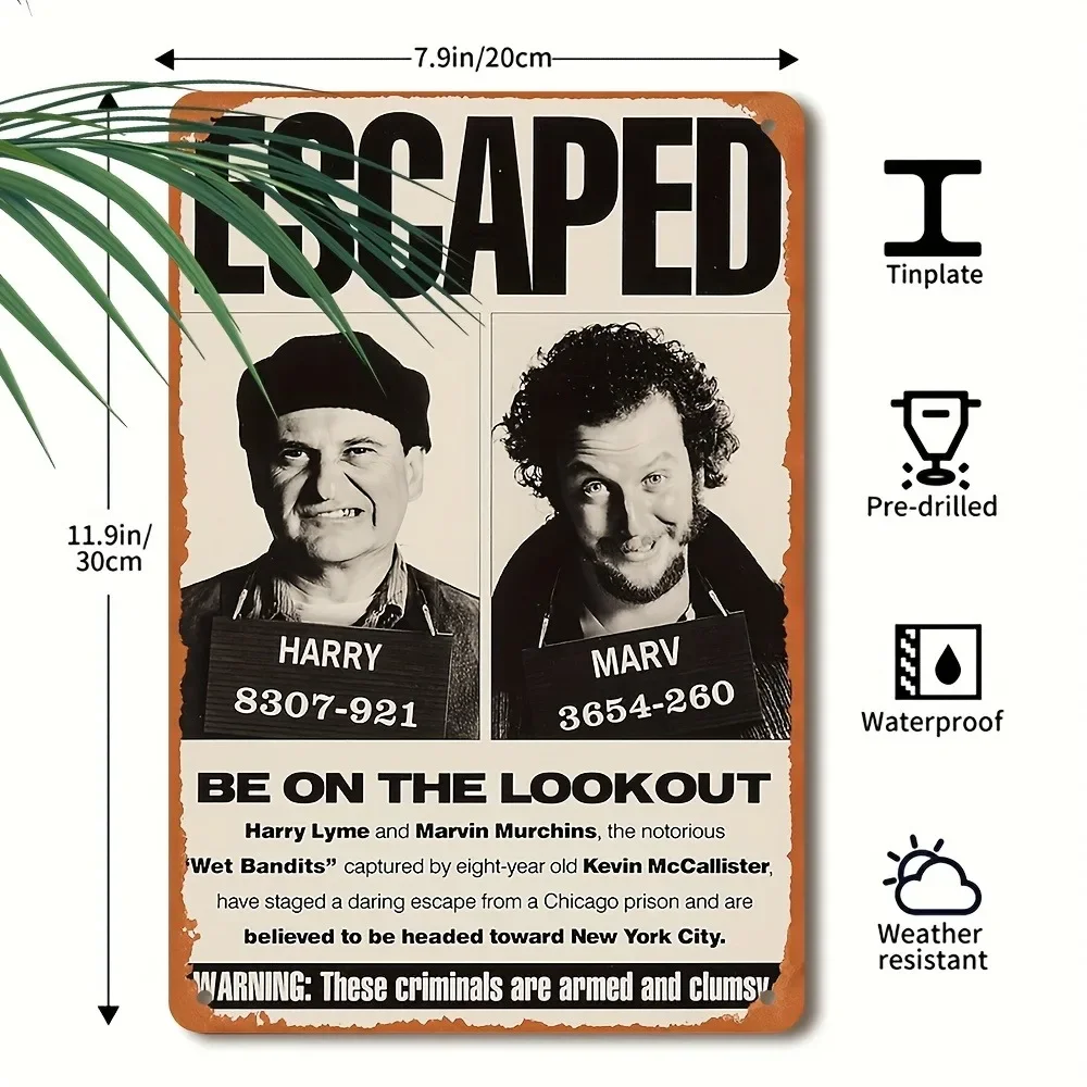 علامة Vintage Home Alone، قطعة واحدة من ملصق القصدير المعدني مقاس 8 × 12 بوصة - ديكور البار/المطعم #2