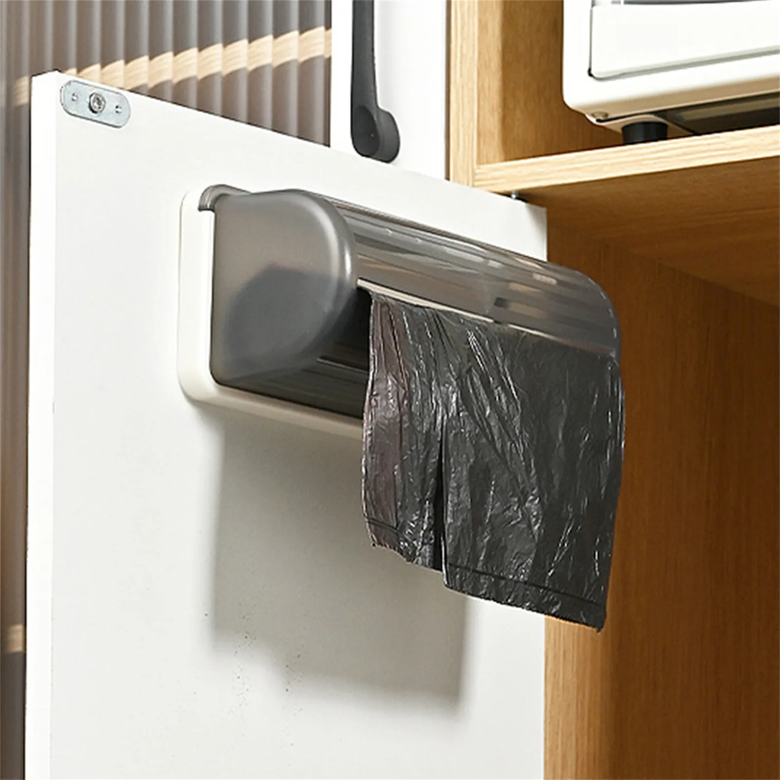 

Wall Mounted Organizer Rack Large Capacity Trash Bag Storage Holder For Kitchen Bathroom Dustproof Bag Organizer Shelf 1pc