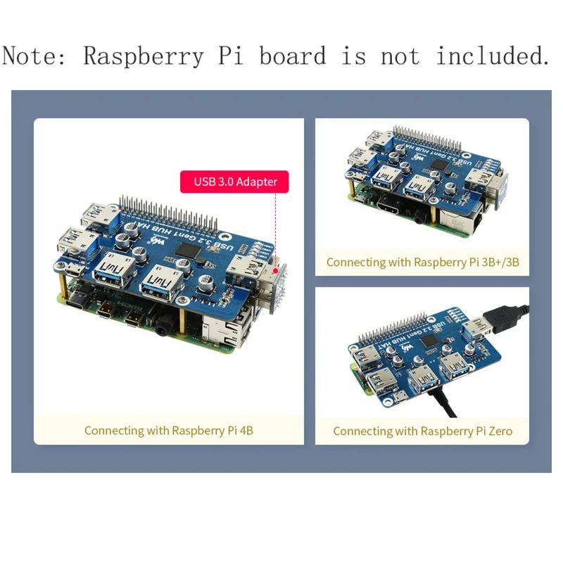 Kit de placa de extensión USB 3,0 para RPI PI4, PI5, Raspberry Pi 4, modelo B, 3B Plus, 4B 5, placa de expansión