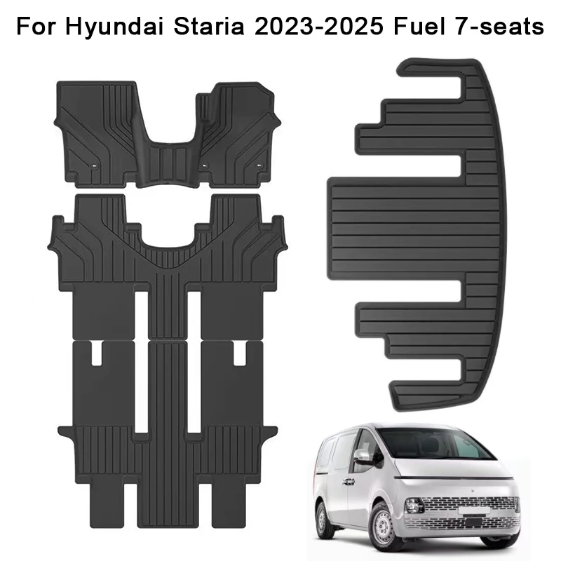 

Car Floor Mats for Hyundai Staria 2023 2024 2025 Fuel 7-seats TPE Waterproof Foot Mat RHD Cargo Liner Trunk Mat Right Rudder