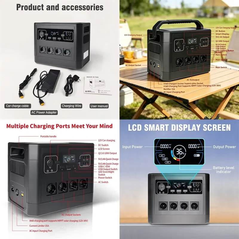 for 12V-72V Universal Inverter 220V 2000Wh MPPT Controller Portable Lithium Iron Phosphate Power Battery Pack for Outdoor