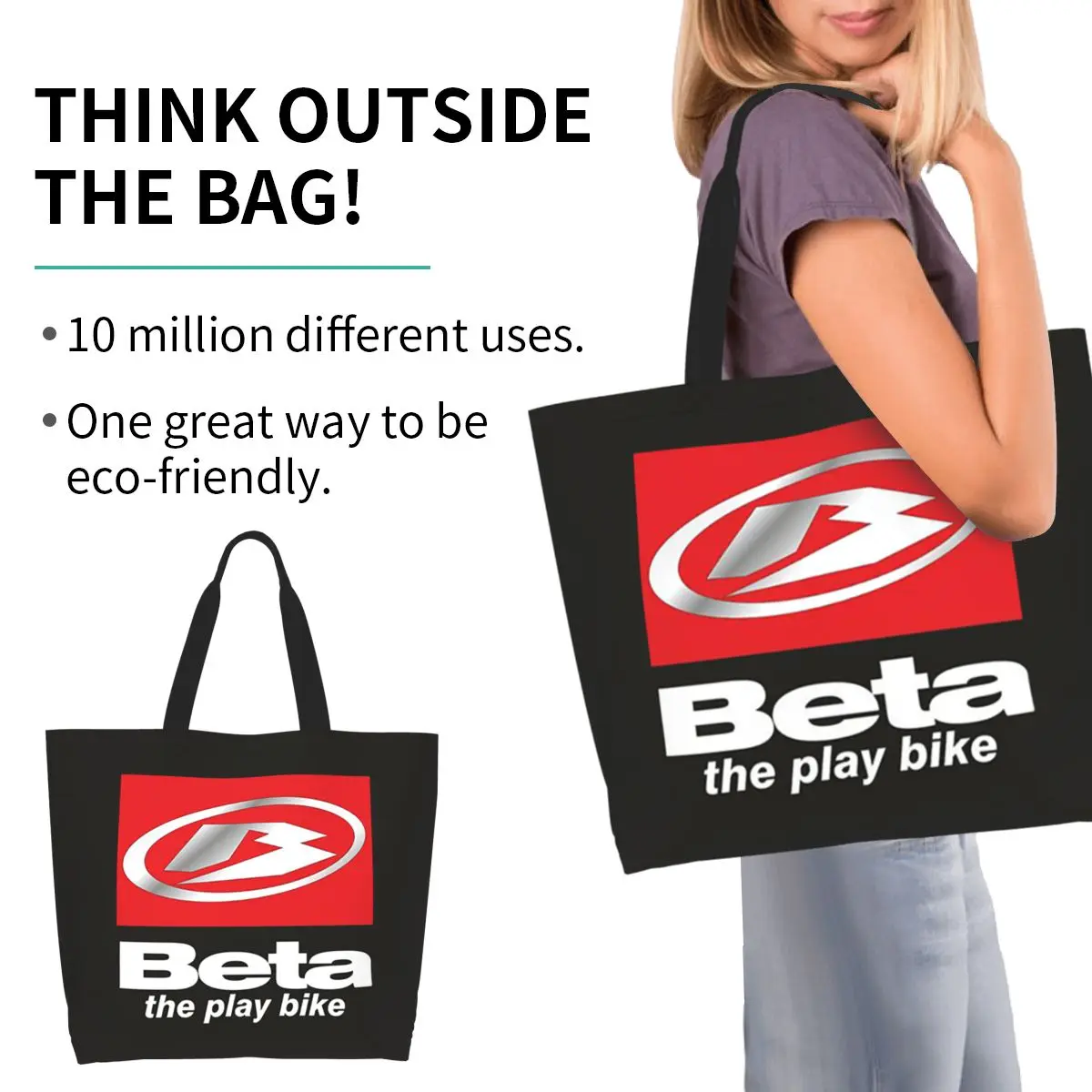 Beta Racing Shopping Tote Bag Canvas Large Capacity Shoulder Bags Shopper Grocery Handbag for Women