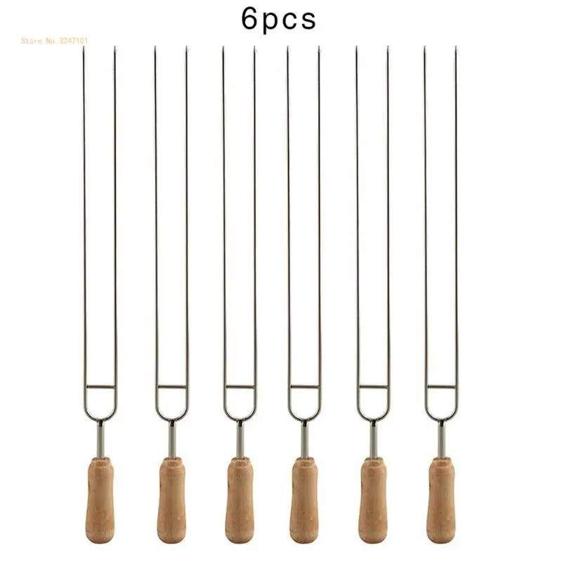 6pcs Stainless Steel U-Shaped Barbecue Brazing Fork Needle Grilling Skewers BBQ Tools Dropship