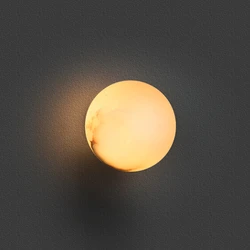 Natural Alabaster LED Wall Lamp Nordic Round Alabaster 3000K White Light Bedroom Living Room Home Decor Ball Marble Wall Light