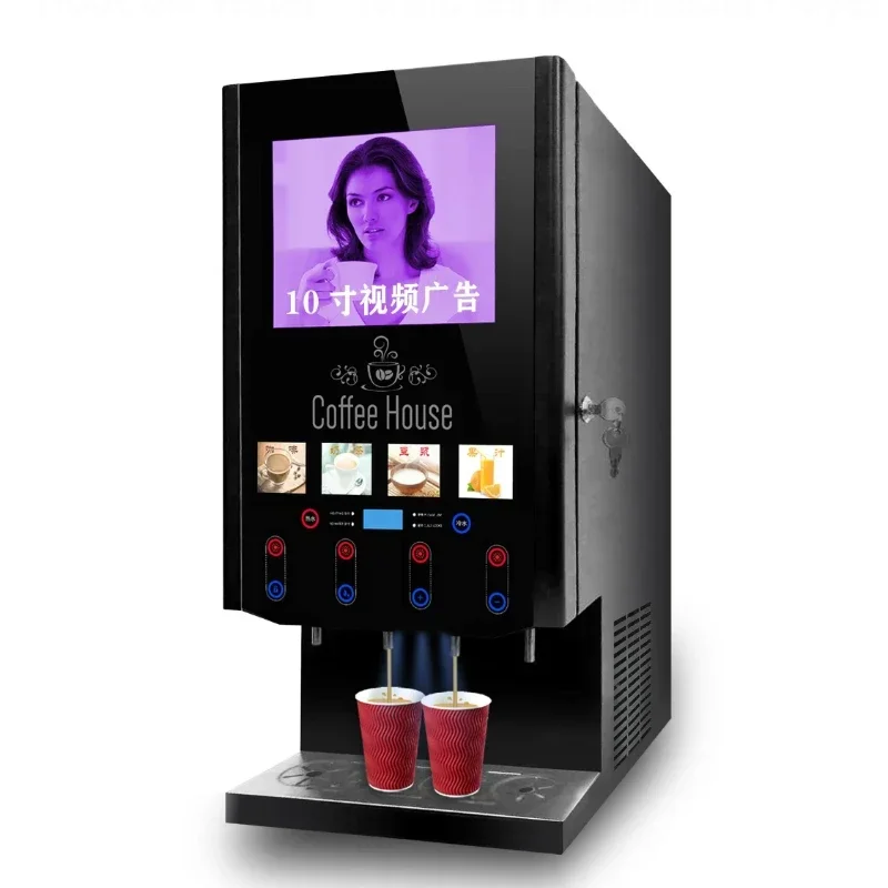 40scw-10l 4 Hot and Cold Instant Coffee Vending Machine Commercial Multimedia Player Milk Tea Vending Machine