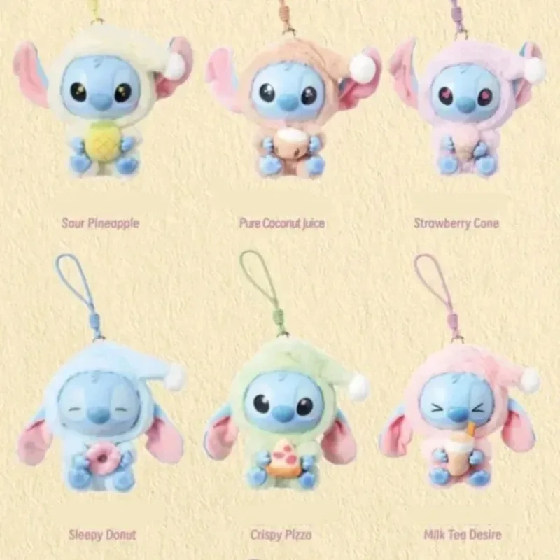 ディズニー ラブリー スティッチ 就寝前に何かを食べる コレクション ブラインドボックス ビニール製ぬいぐるみ人形 ペンダント おしゃれなキーホルダー