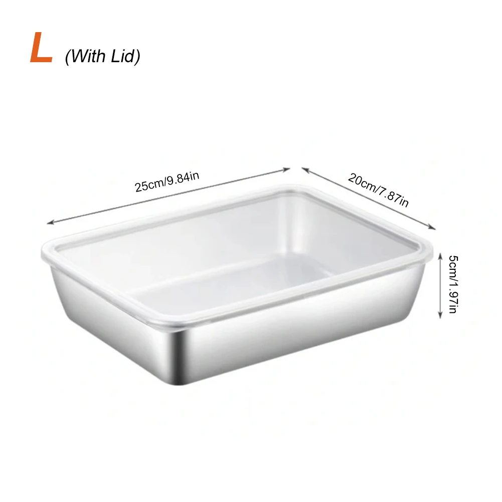 

Kitchen Rectangle Stainless Steel Food Storage Serving Trays Sausage Noodles Fruits Dish Restaurant Hotel Metal Dinnerware Plate