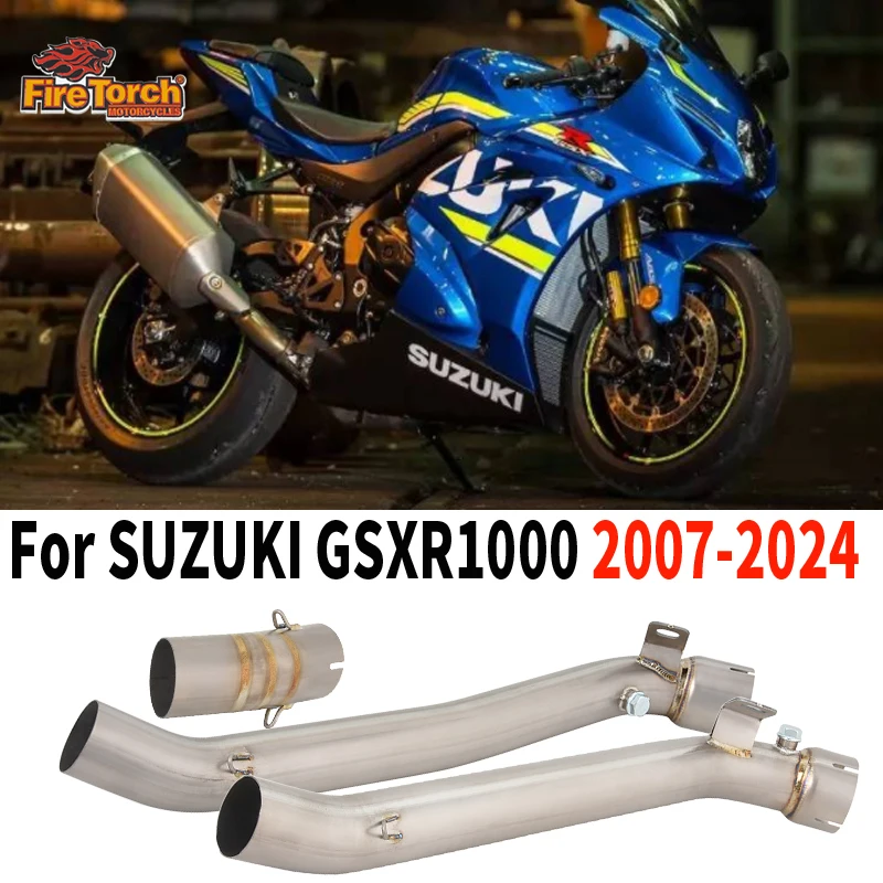 

Slip On For Suzuki GSXR1000 GSXR-1000 2007 - 2024 Motorcycle Exhaust Escape Titanium Alloy Middle Link Pipe Moto Muffler