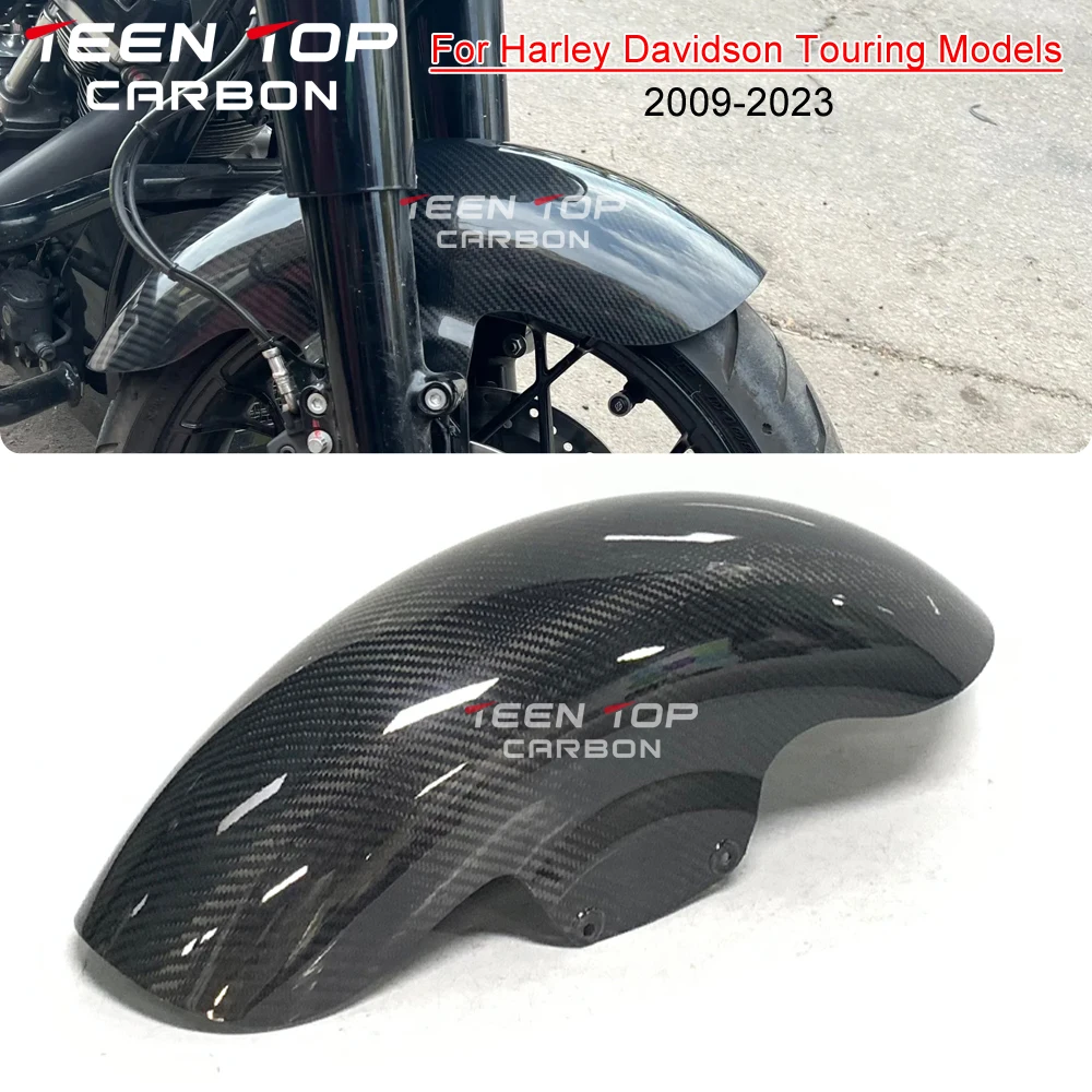 For Harley Davidson Touring Models Front Mudguard Moto Accessories Twill Glossy Carbon Fiber Front Fender Road Glide 2009-2023