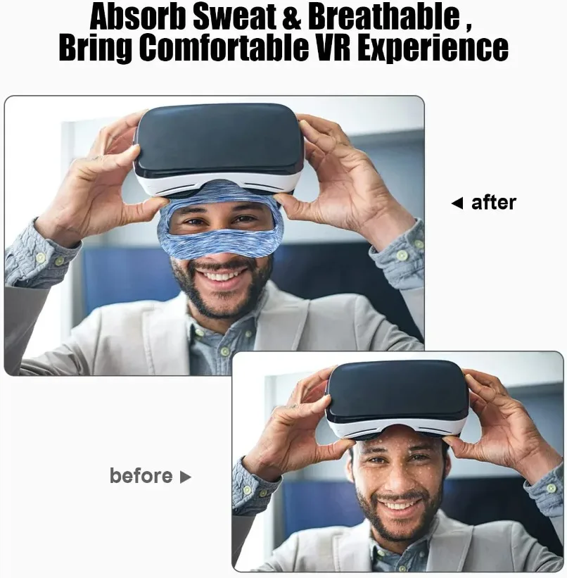 Bandeau anti-transpiration lavable pour casque VR Meta Oculus Quest 2, masque oculaire respirant pour jeux VR, entraînement, course à pied et sports