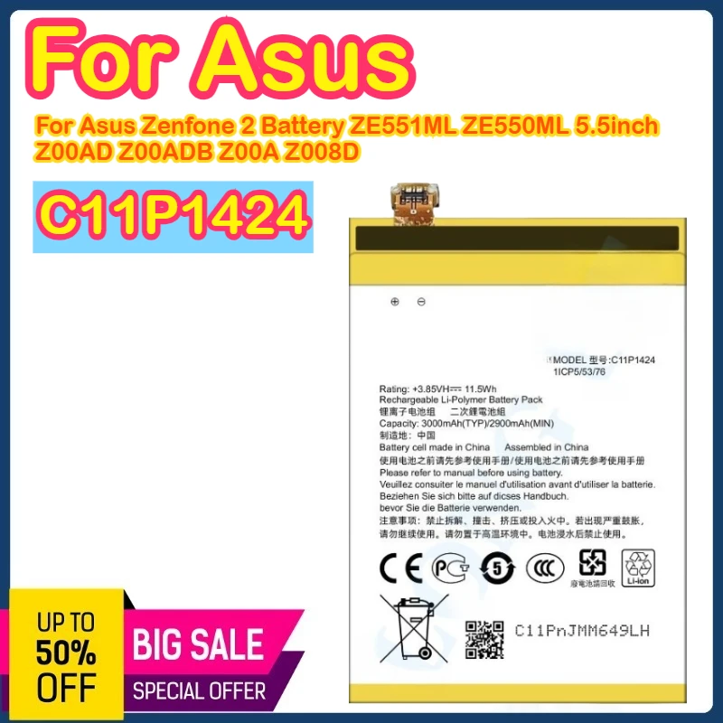 

C11P1424 3000 мАч 3,8 В аккумулятор для ASUS подходит для ASUS Zenfone 2 аккумулятор для телефона C11P1424 3000 мАч
