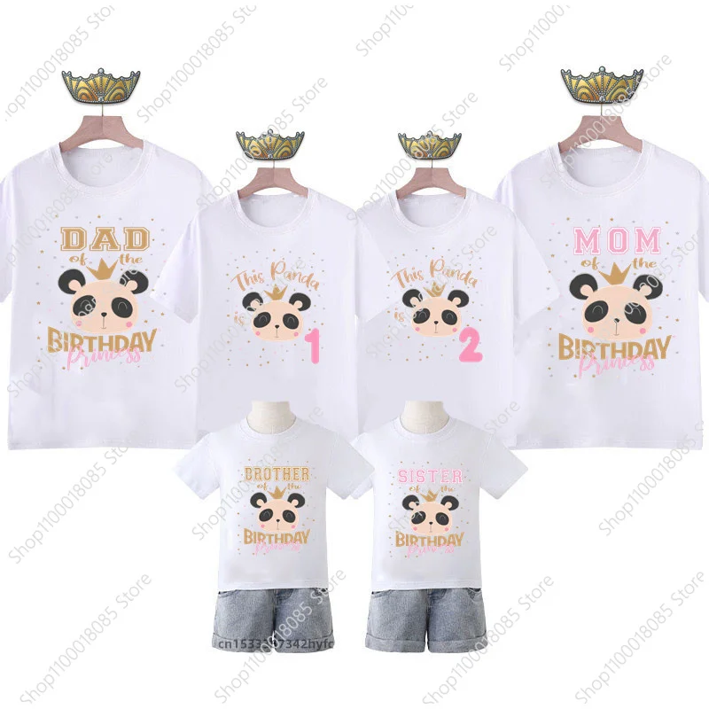 

Family Matching Panda Bear Birthday Party T-shirt Personalized Mom and Dad 1-9 Clothing Boys and Girls My Child Shirt Clothing