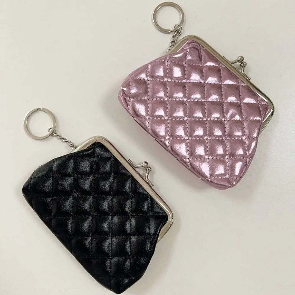Dompet Koin Pengait Saku Kancing Logam Fashion dengan Gantungan Kunci Dompet Clutch Kulit PU Tas Penyimpanan Lipstik Dompet Kecil Anak Perempuan
