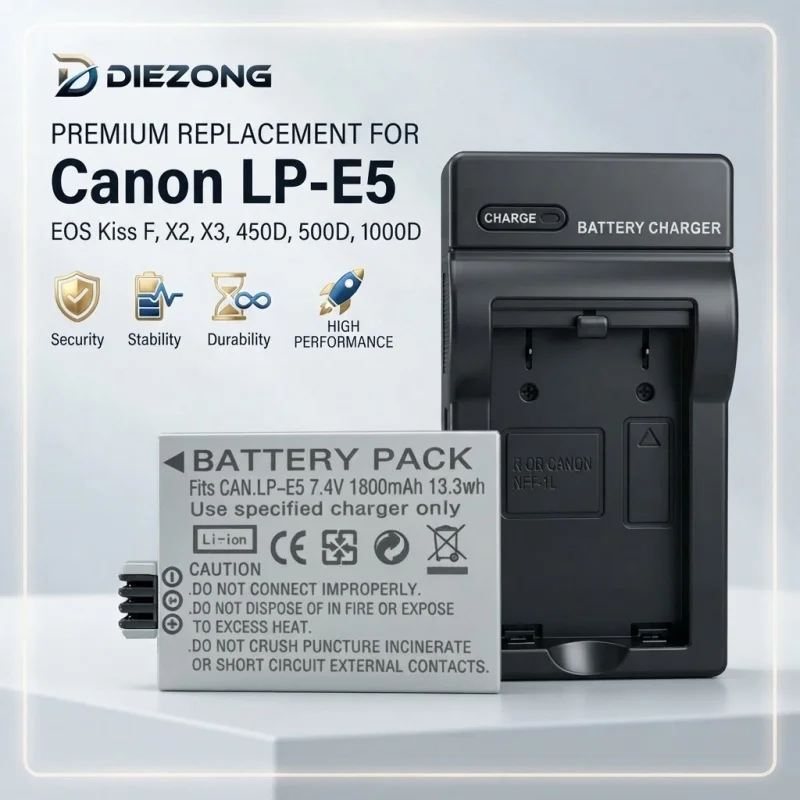 LP‑E5 Camera Battery  Charger for Canon EOS 450D 500D 1000D Kiss F X2 X3 DSLR Camera Spare Parts Long‑Lasting Battery Life