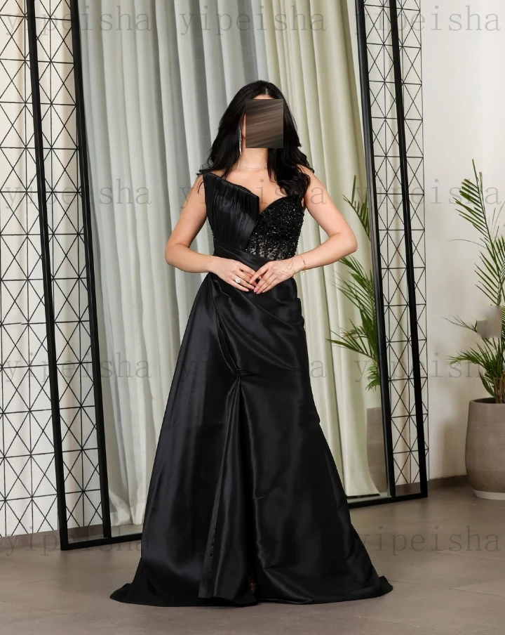 Вечерние платья без бретелек по индивидуальному заказу, плиссированное платье трапециевидной формы с блестками и бисером, драпированное платье для выпускного вечера, современное длинное атласное вечернее платье с открытой спиной