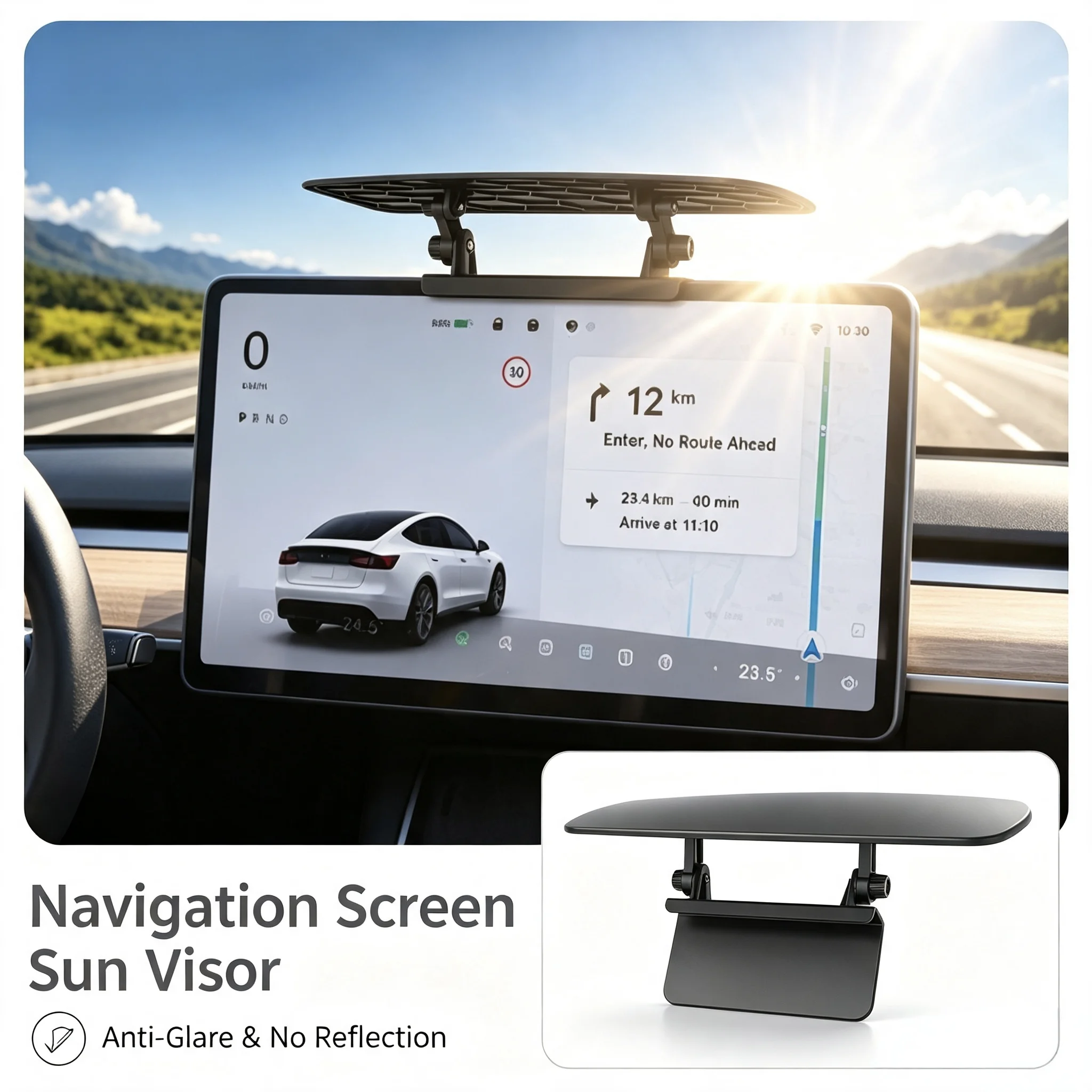 Auto-Mittelkonsolen-Bildschirm-Sonnenblende, Blendschutz für Navigationsdisplay, Verstellbare Auto-Monitor-Schutzabdeckung