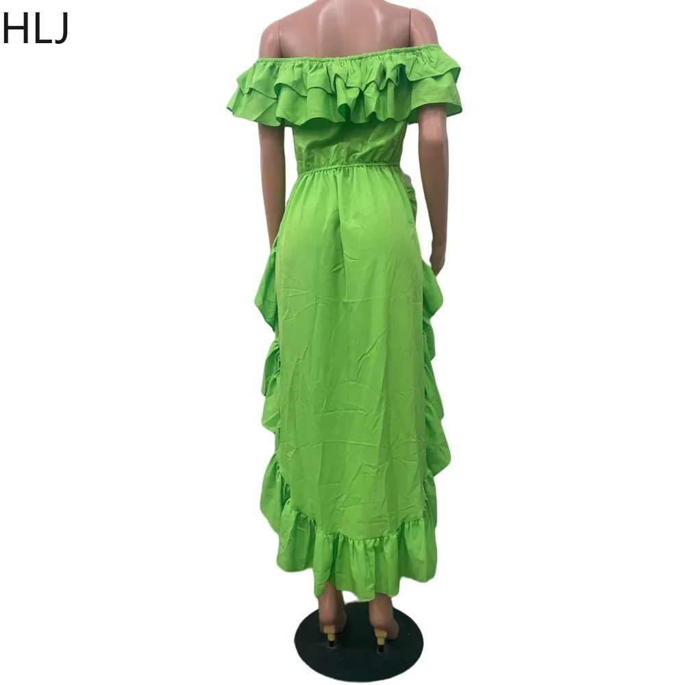 HLJ Fashion One Shoulder Ruffle Design Irregular Shirt Women Round Neck Sleeveless Swallowtail Tops Casual Female Solid Clothing