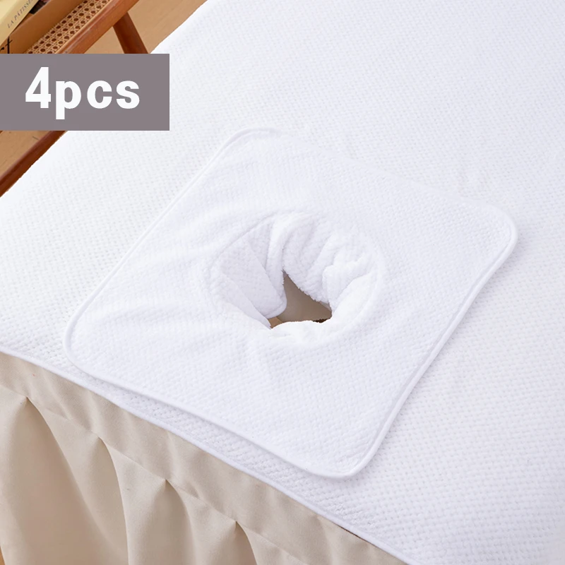 4 Towels with Headrest Holes for Beauty Beds, Salon Towels, SPA Massage Bed Covers, Breathable Face Hole SPA Massage Bed Towels, image 3