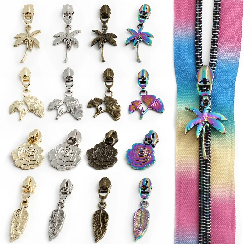 5/10/20Pcs 5# Zipper Sliders for Metal Nylon Resin Zips Tape Bag Clothes Decor Zip Head Puller Repair Kit DIY Sewing Accessories