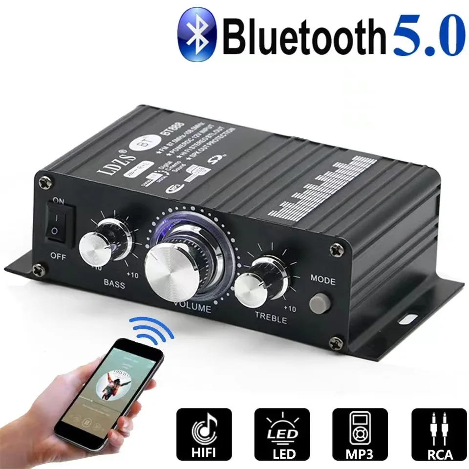 BT-888 Bluetooth Audio Amplifier 2.0 Channel Output HIFI Mini Amp High Bass Adjustable 30W+30W Support Car/Computer/TV 12V2A