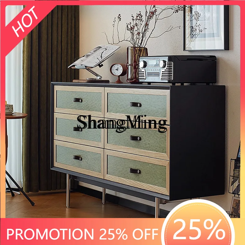 

SM home antique six-chest cabinet bedroom bedside storage small apartment retro living room storage cabinet