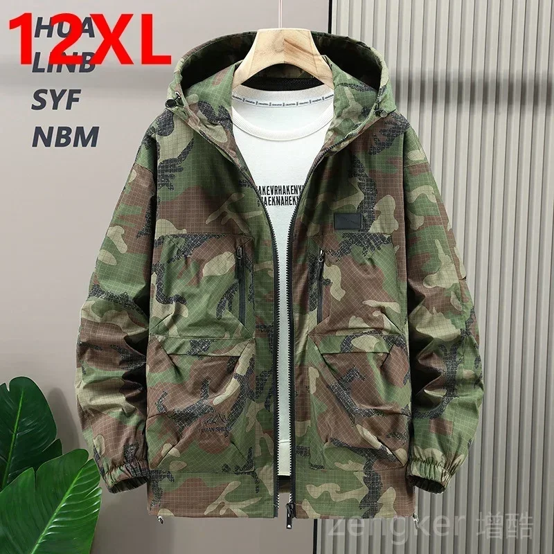 Ropa de trabajo holgada Extra grande para hombre, cortavientos de talla grande, chaqueta informal de camuflaje a la moda, abrigo de asalto 12XL 11XL 10XL, ropa para hombre