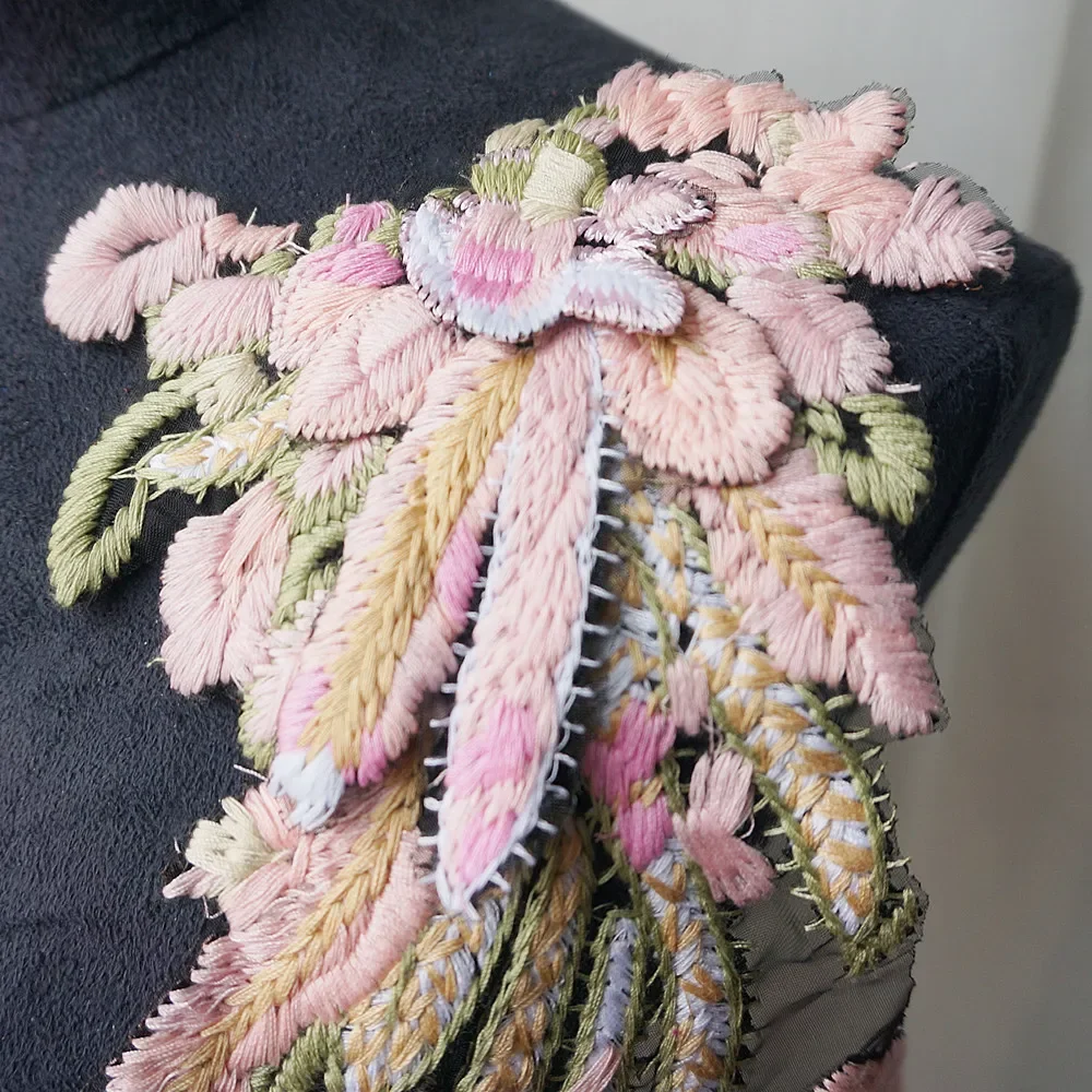 2PCS Colorful Embroidery Angel Wing Applique Sewing Flower Collar Patch Wedding Party Gown Bridal Dress Clothes DIY
