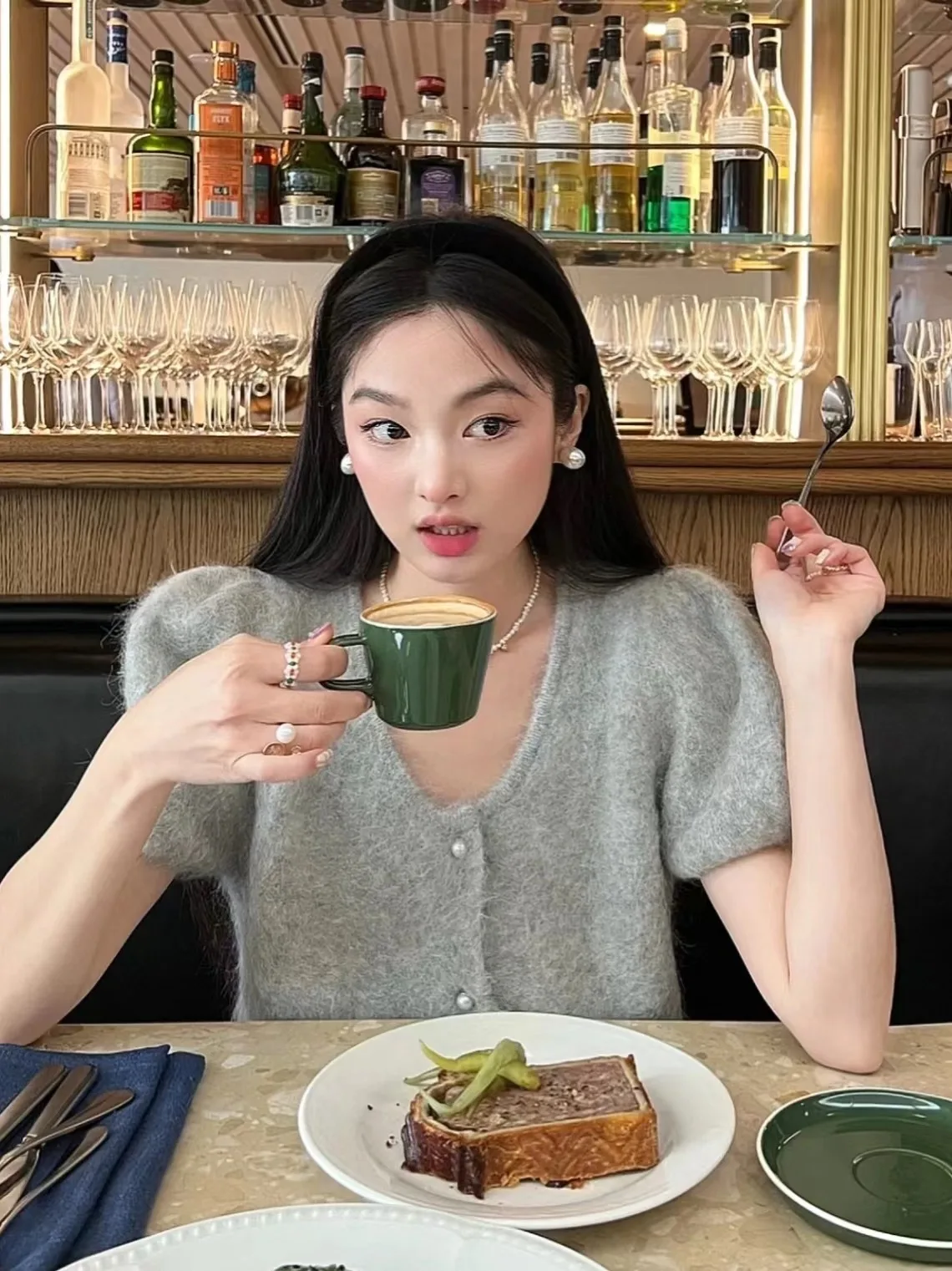 ay round Ne Bubble Sve Knitted Open Cardigan Loose Faionable Korean Sle ort Sve V-Ne Single Button Women's ...